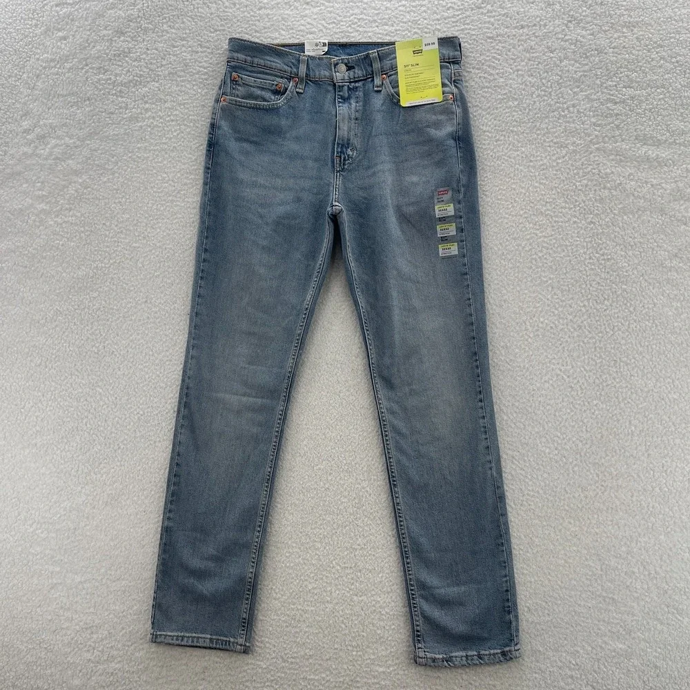 Levis Jeans Mens 32x32 Blue 511 Slim Fit Medium Wash Stretch Denim Grunge Punk